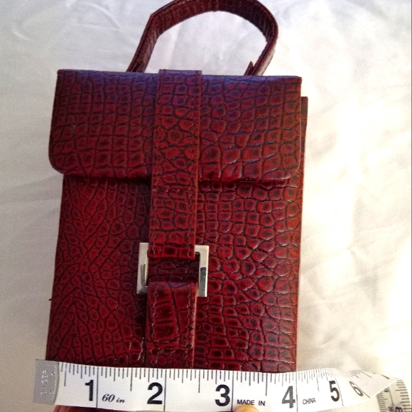 SURO CLASSICS - Vintage Real Genuine Deep Red Eurobond Leather Mini Jewelry Box - Picture 10 of 10